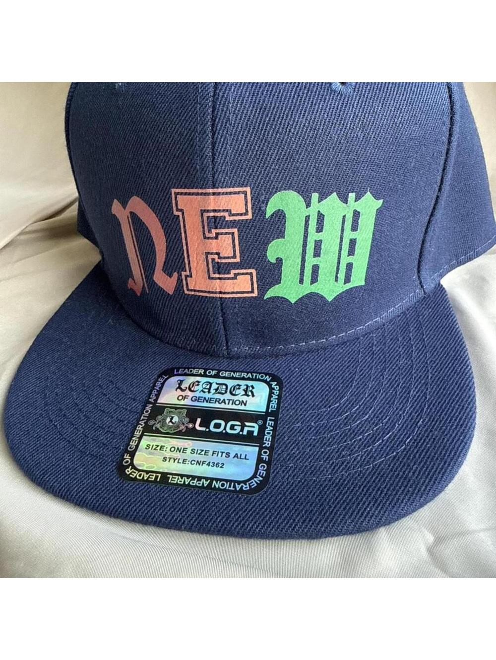 L.O.G.A. NEW Snapback Hat Navy Blue Flat Brim Cap